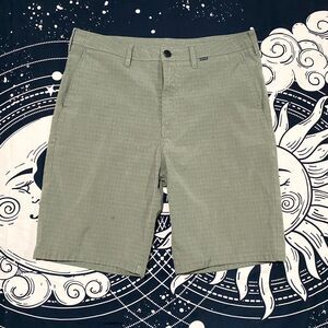 Hurley Chino Shorts Men's 34 Green Preppy Box Print Beach Summer Streetwear